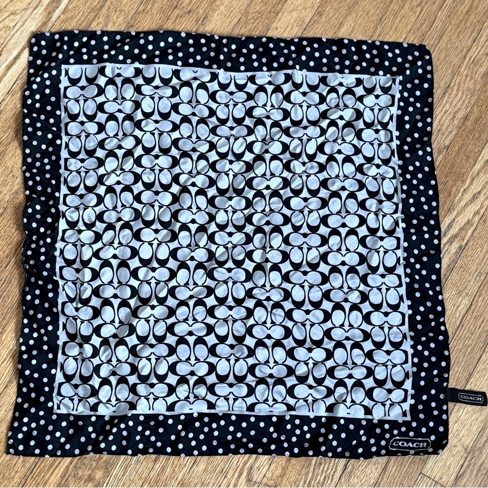 Coach signature black and grey silk scarf